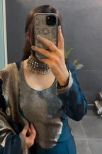 Groovy Blue Pure Heavy Designer Chanderi Silk Suit Set