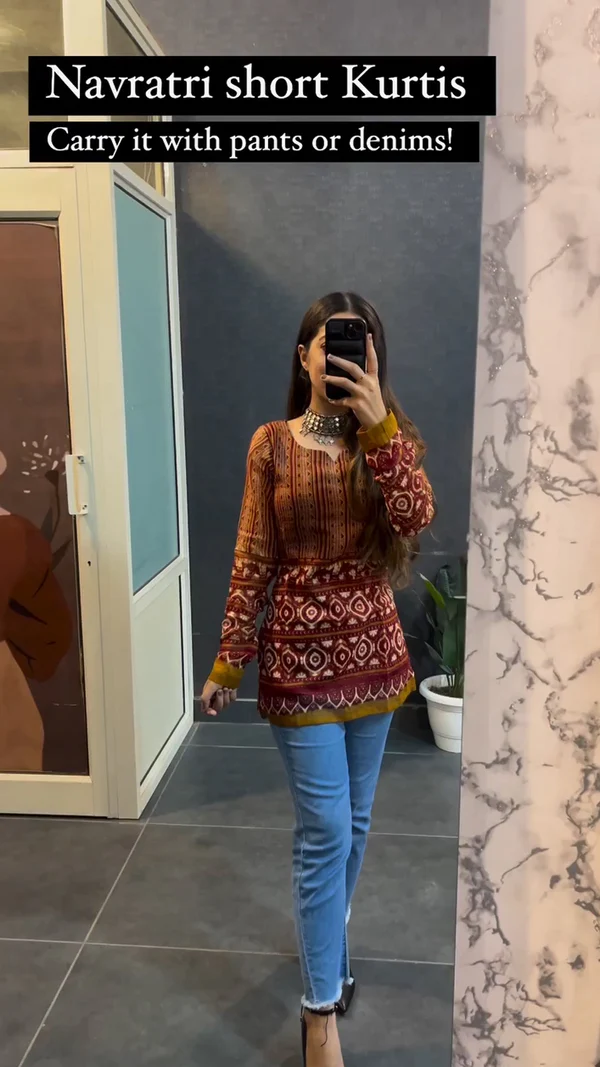 Maroon Cotton Printed Kurti for Women