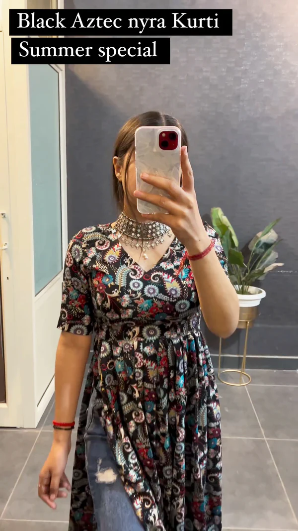 Presented Cotton Special Black Aztec Nyra Kurti