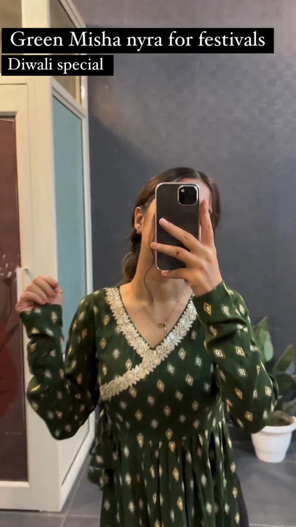 Green Cotton Less Misha Nyra Kurtis