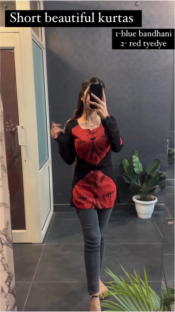 Black Cotton Short Kurti for Women