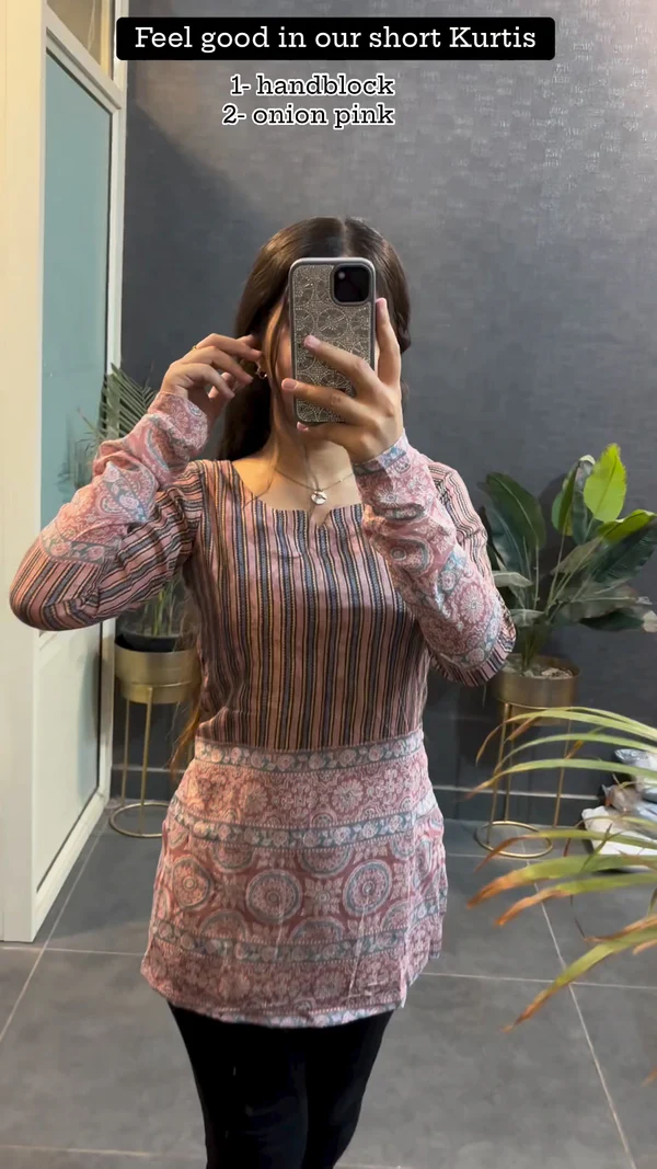 Onion Pink Short Kurta For Womens