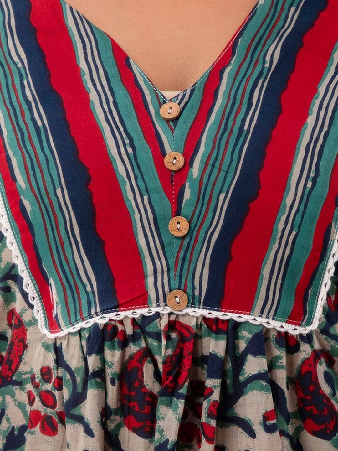 Floral Print Empire A-Line Kurti