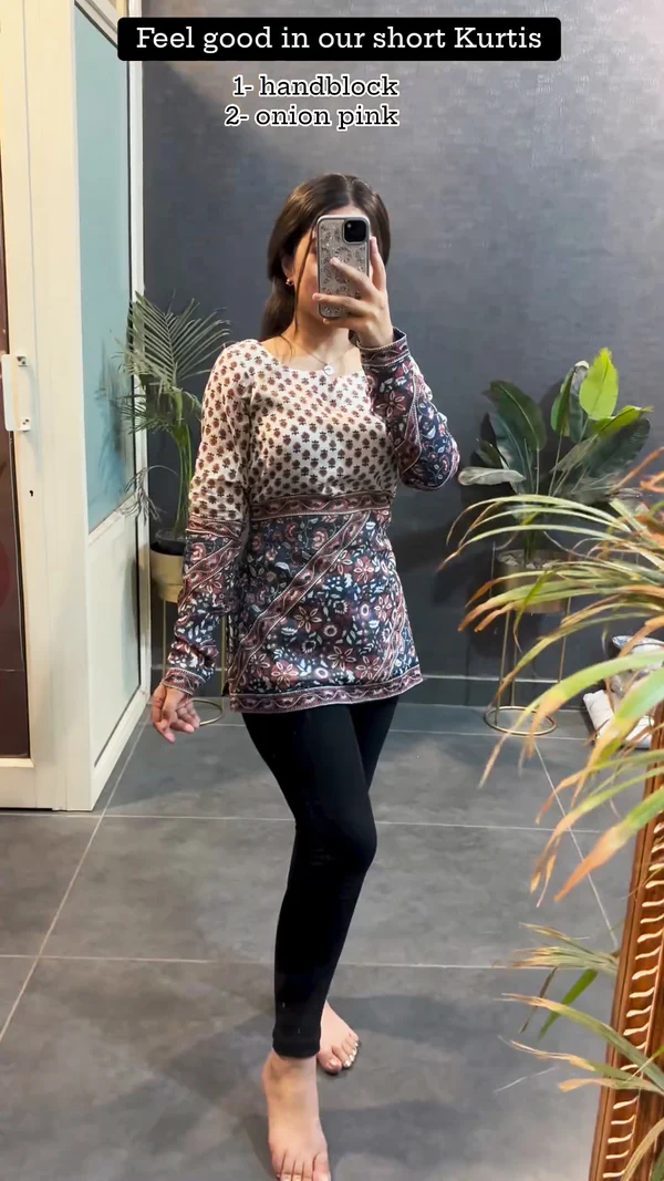 Handblock Feel Good In Our Womens Short Kurtis