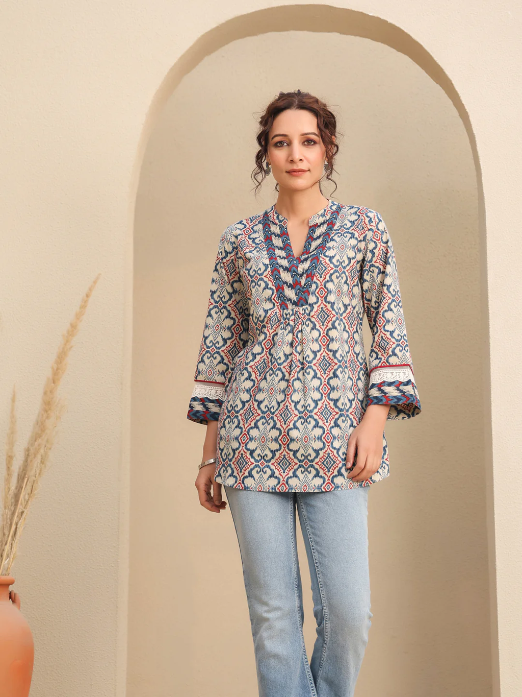Women Printed Cotton Short Kurti