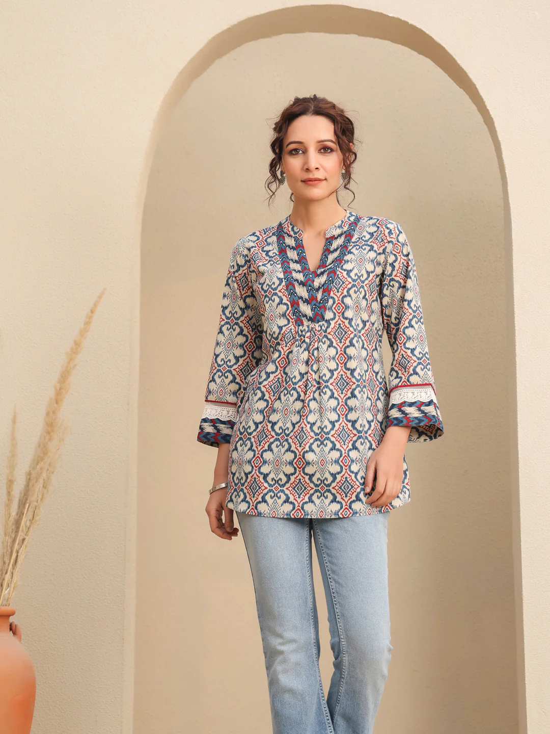 Women Printed Cotton Short Kurti