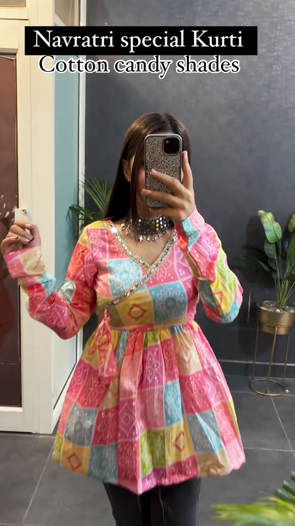 Navratri Special Kurti Cotton Candy Shades
