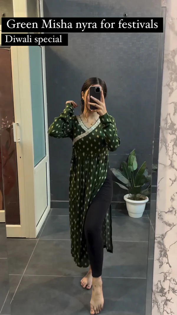 Green Cotton Less Misha Nyra Kurtis