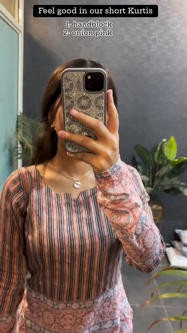 Onion Pink Short Kurta For Womens