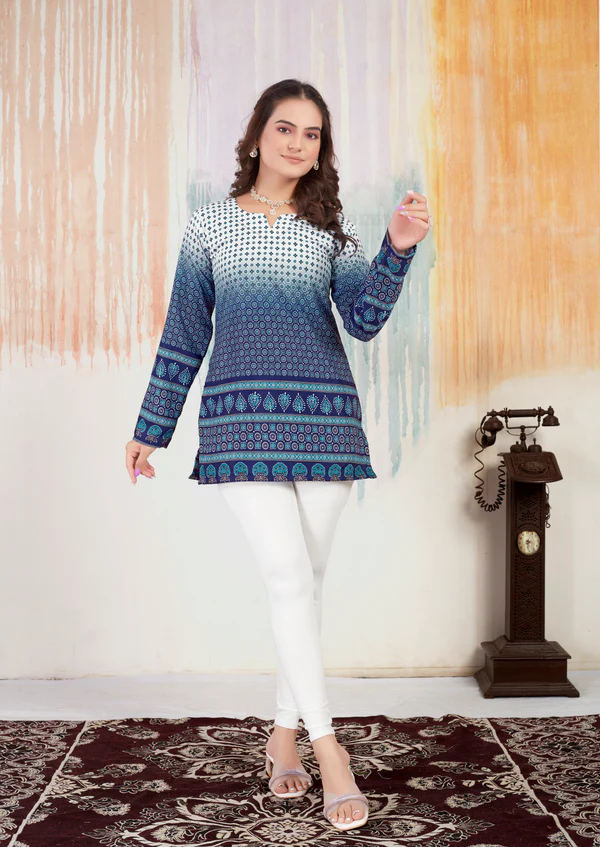 Cotton Printed Short Kurtas With Full Sleeves