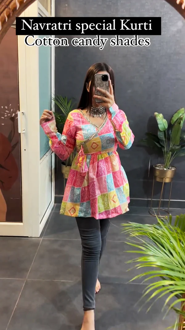 Navratri Special Kurti Cotton Candy Shades