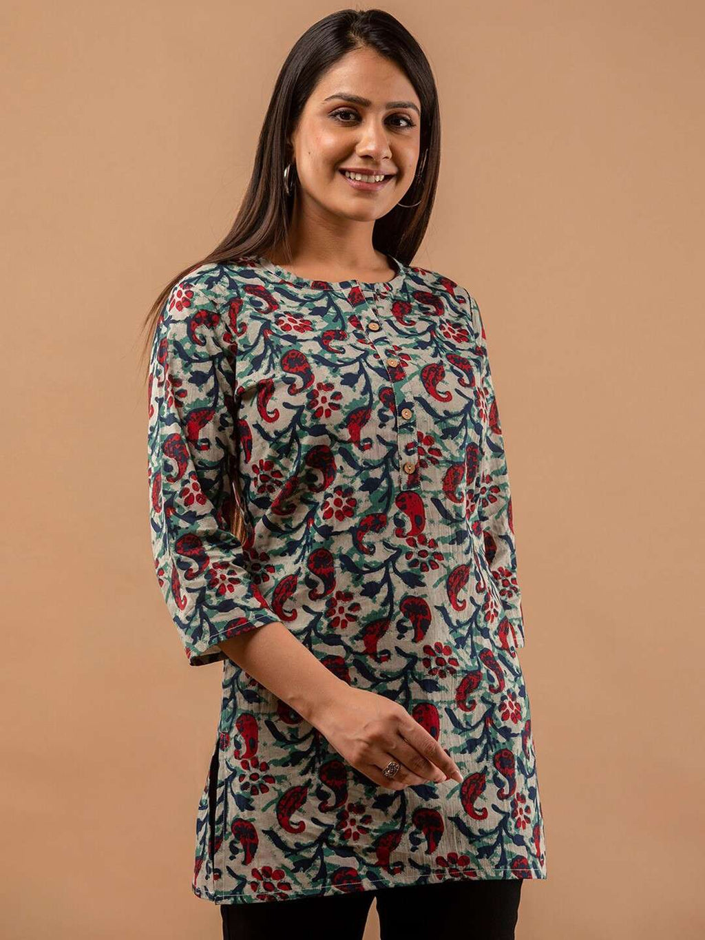 Floral Printed Pure Cotton Kurti