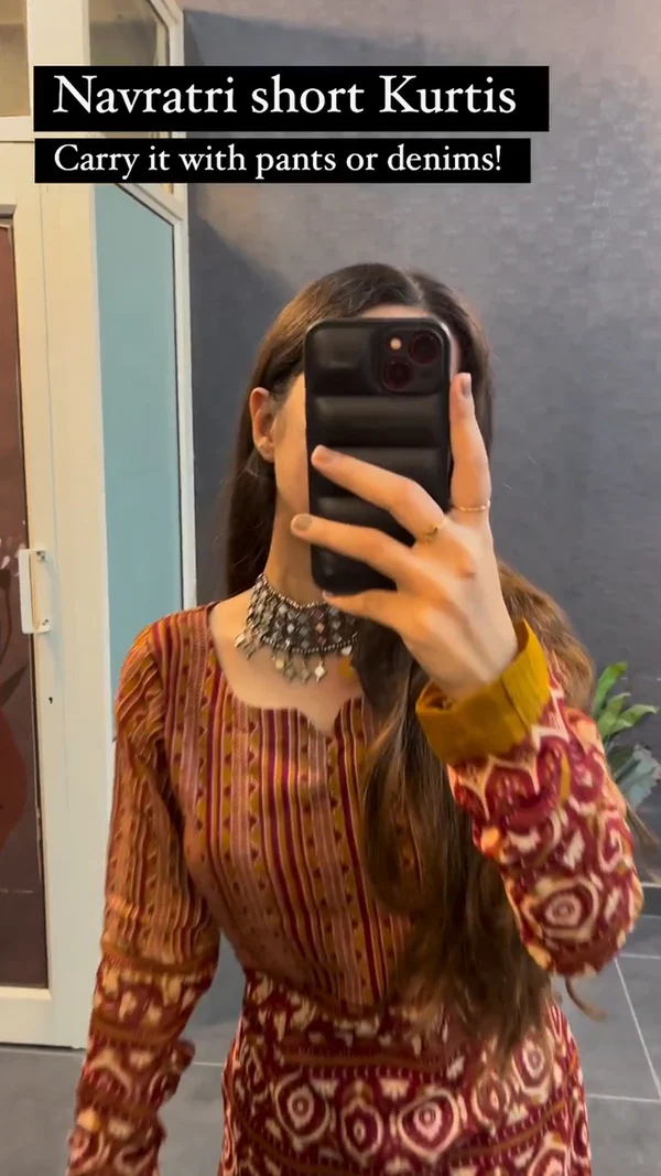 Maroon Cotton Printed Kurti for Women