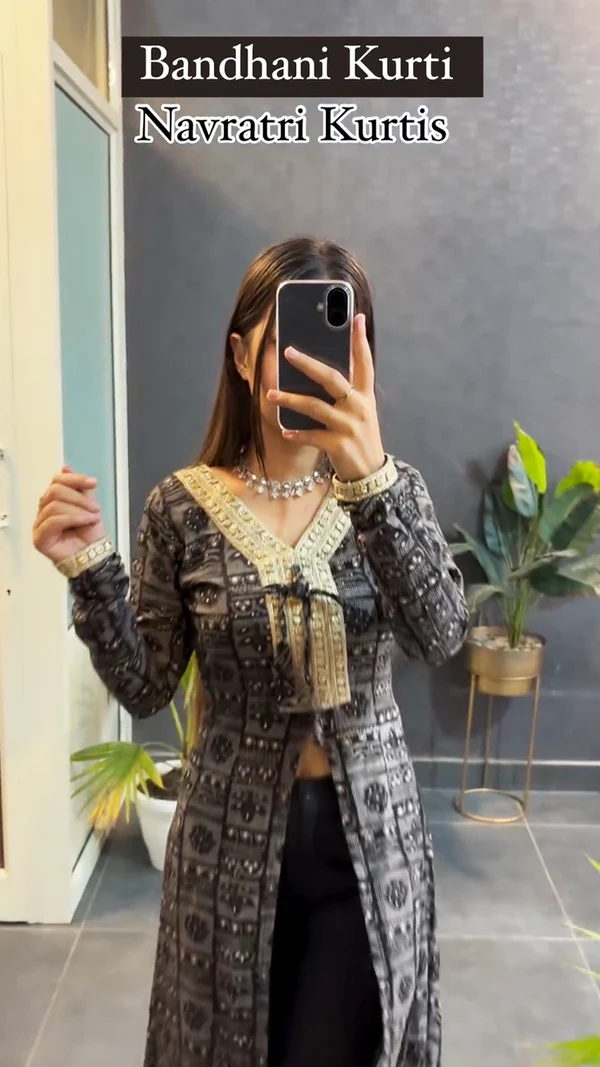 New Navratri Bandhani Printed Cotton Kurtis