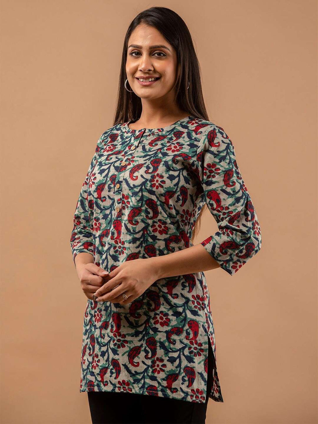 Floral Printed Pure Cotton Kurti