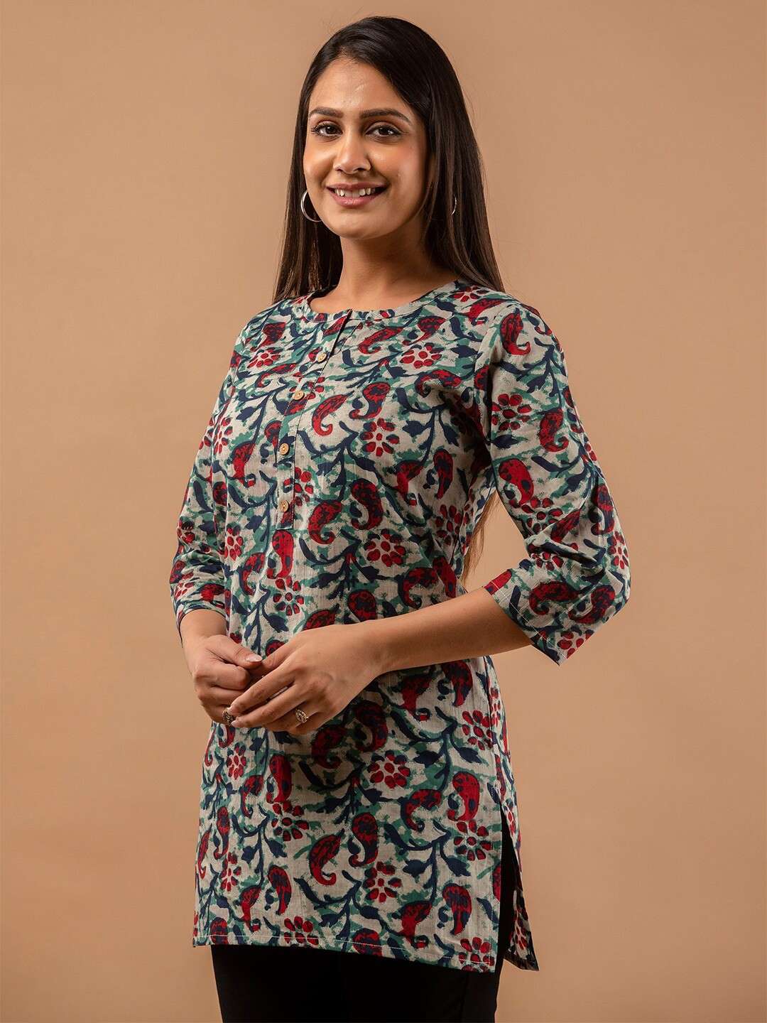 Floral Printed Pure Cotton Kurti