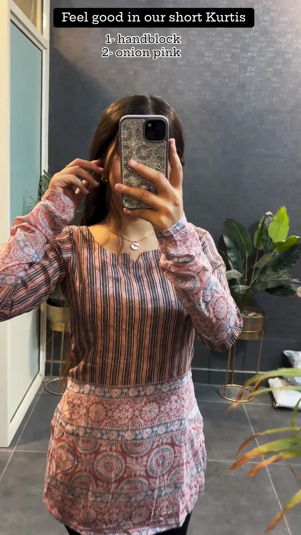 Onion Pink Short Kurta For Womens