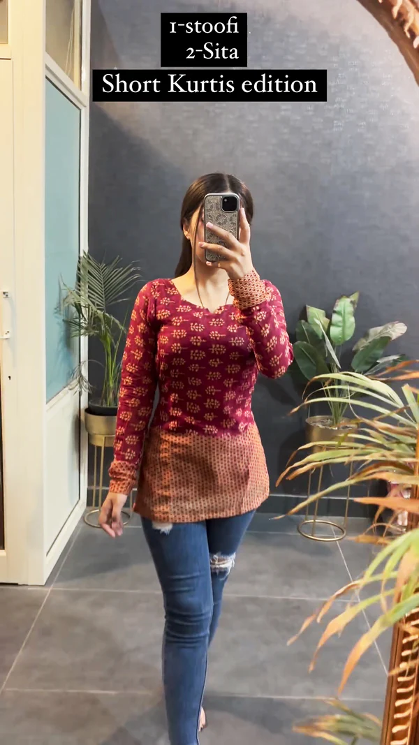 New Edition in Cotton Stoofi Short Kurtis in Full Sleeves