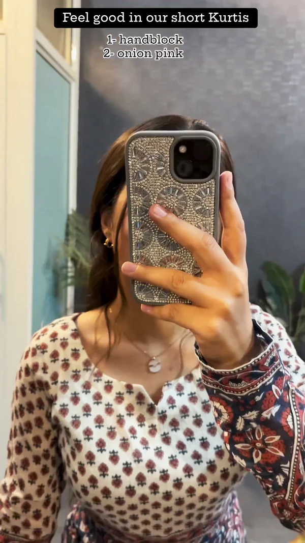 Handblock Feel Good In Our Womens Short Kurtis