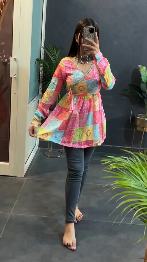 Navratri Special Kurti Cotton Candy Shades