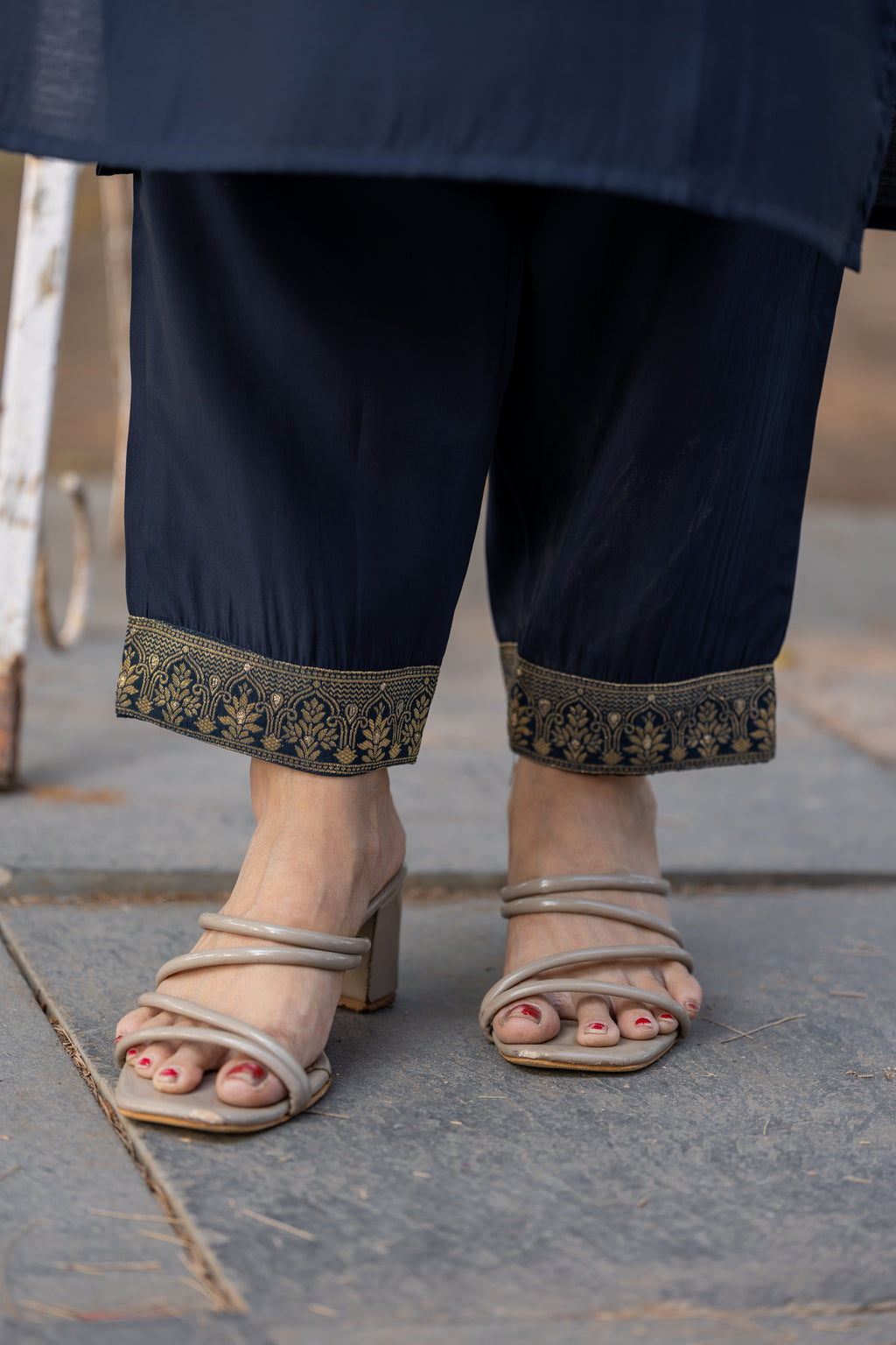 Blue Gottapati Work Silk Kurta Set