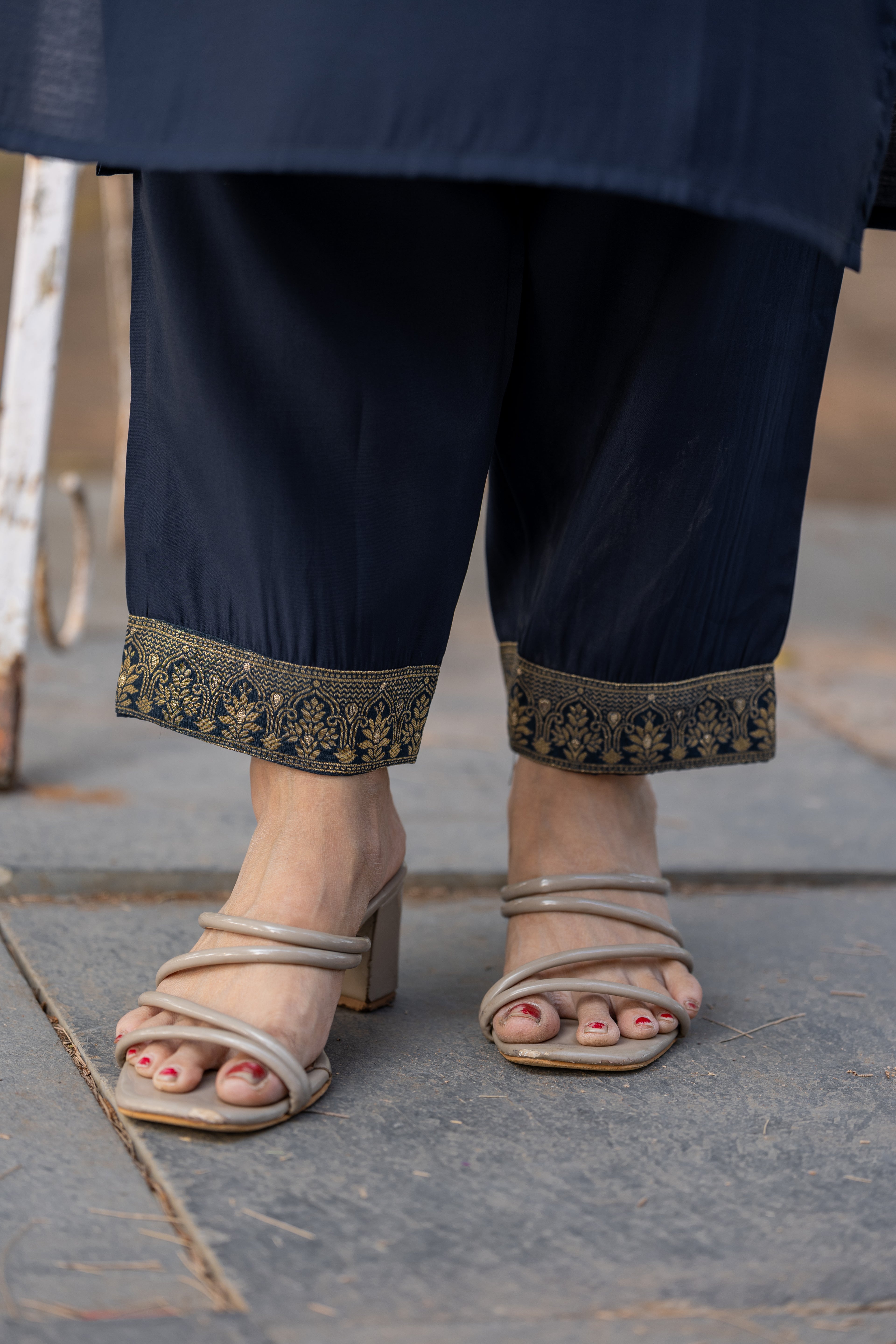 Blue Gottapati Work Silk Kurta Set