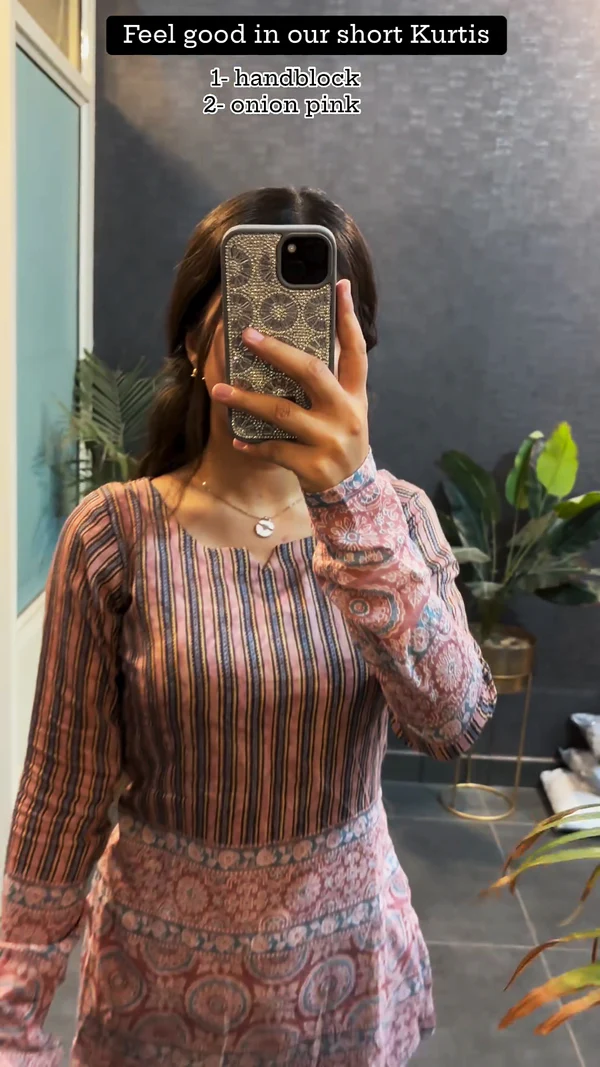 Onion Pink Short Kurta For Womens