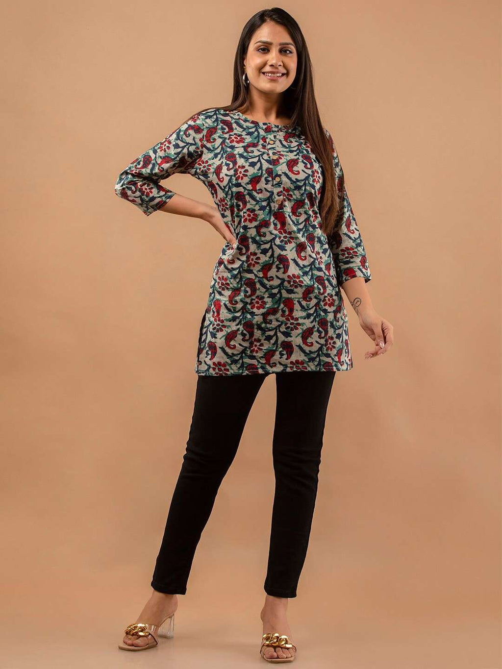 Floral Printed Pure Cotton Kurti