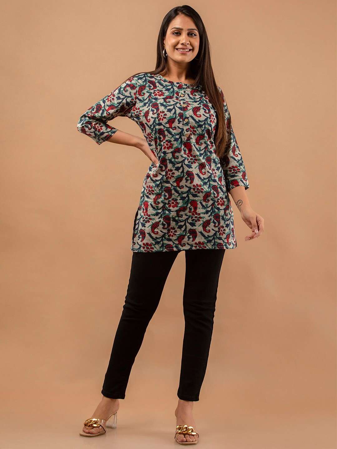 Floral Printed Pure Cotton Kurti