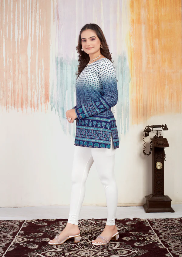 Cotton Printed Short Kurtas With Full Sleeves