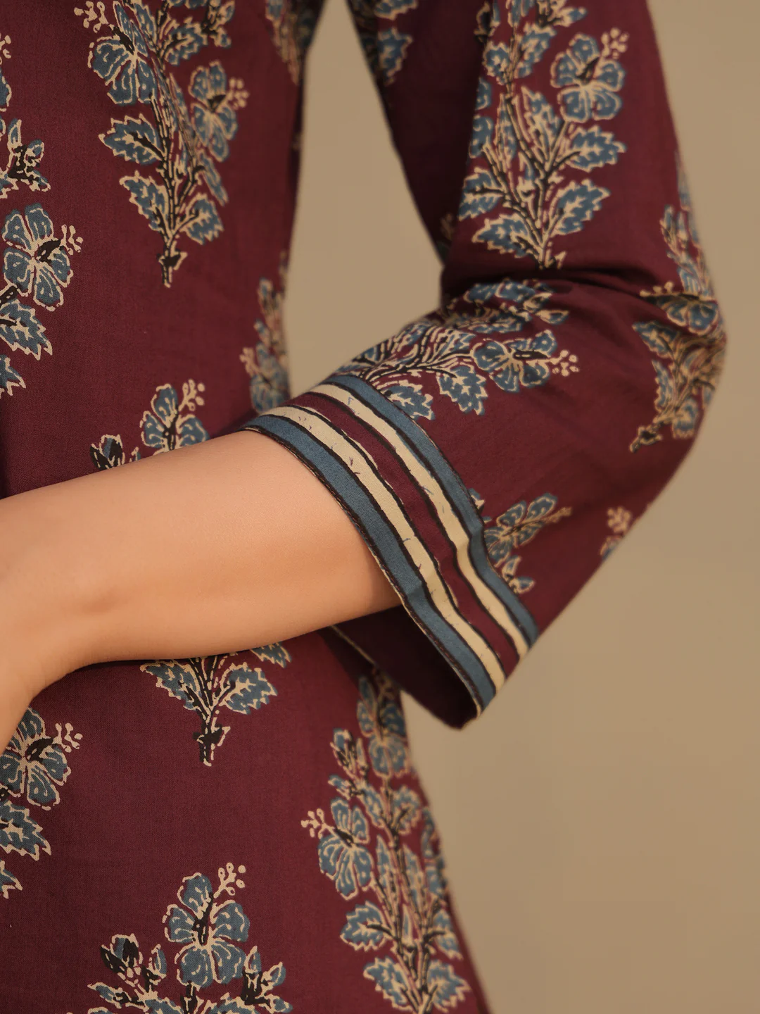 Red Printed Cotton Top Kurti