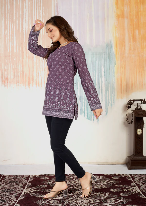 New Long Slevees in Short Printed Cotton Kurtis