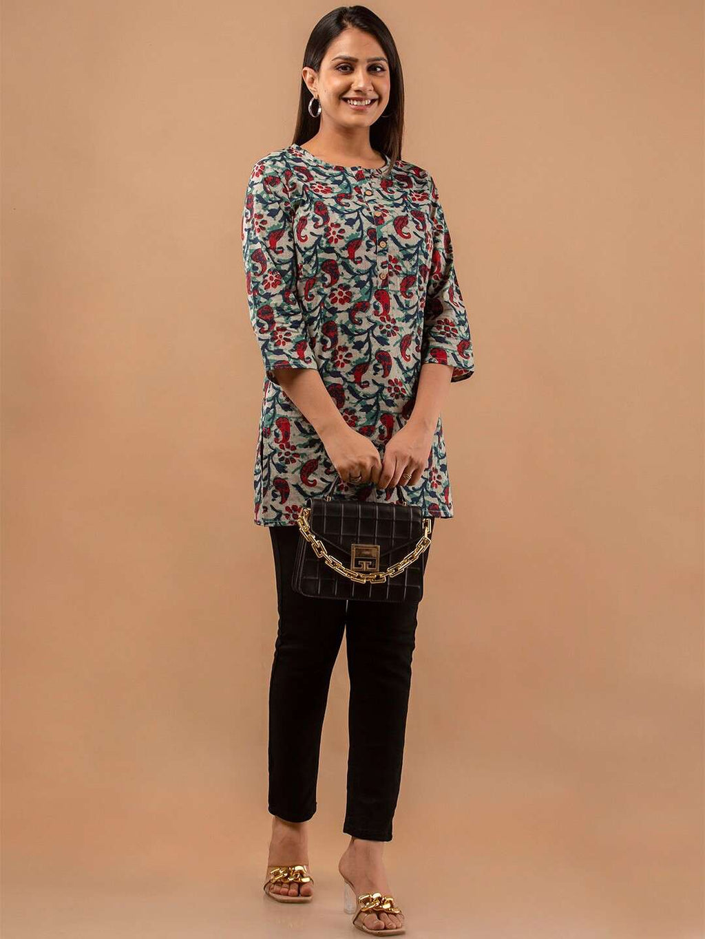 Floral Printed Pure Cotton Kurti