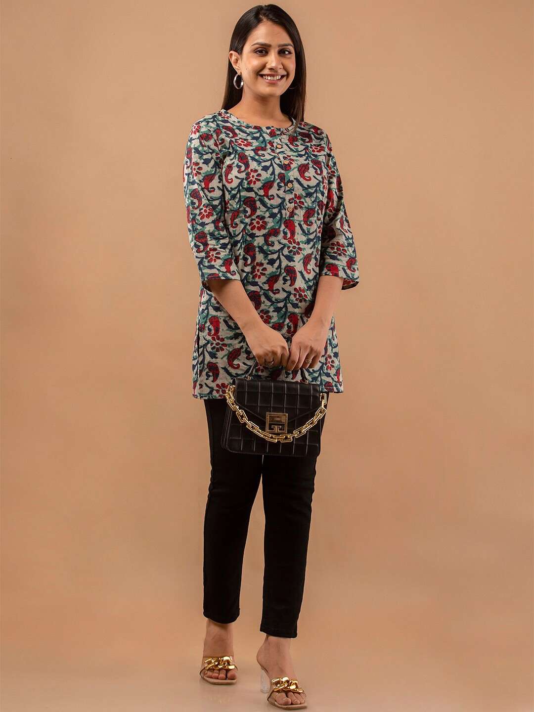 Floral Printed Pure Cotton Kurti