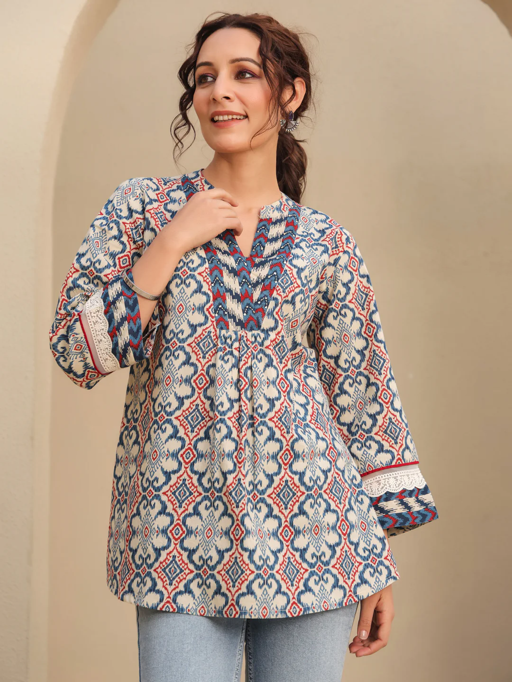 Women Printed Cotton Short Kurti