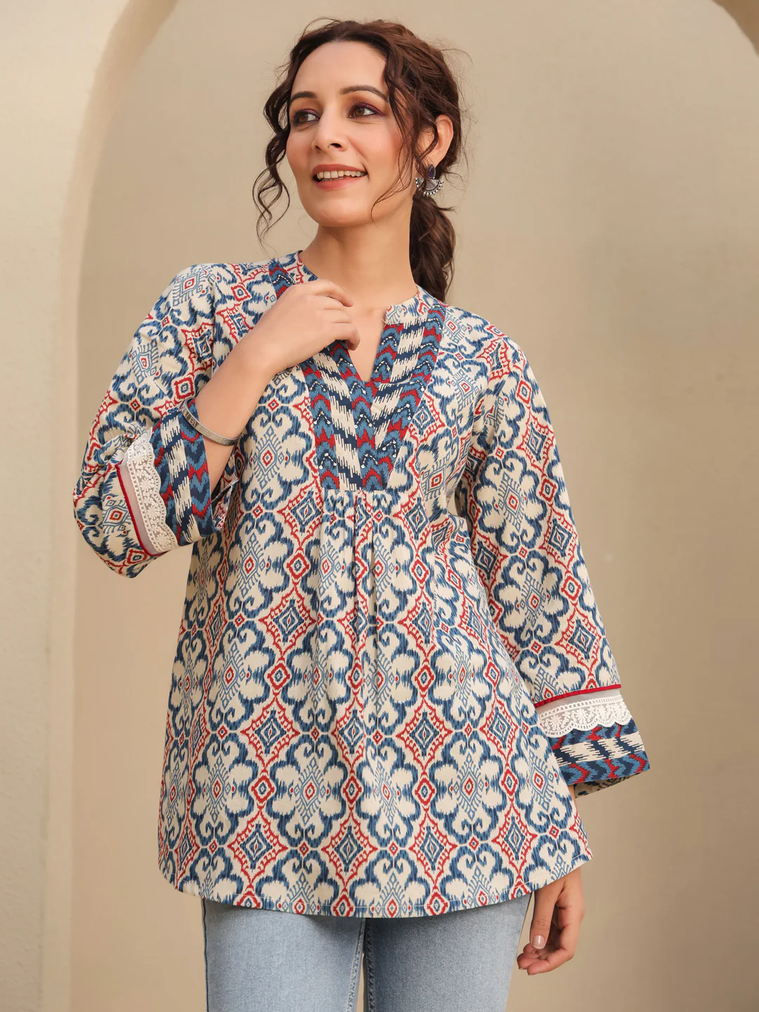 Women Printed Cotton Short Kurti