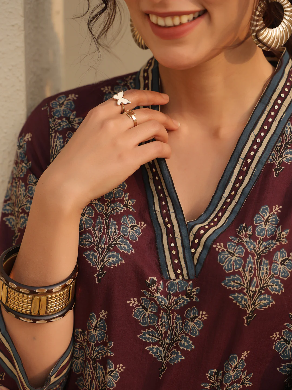 Red Printed Cotton Top Kurti