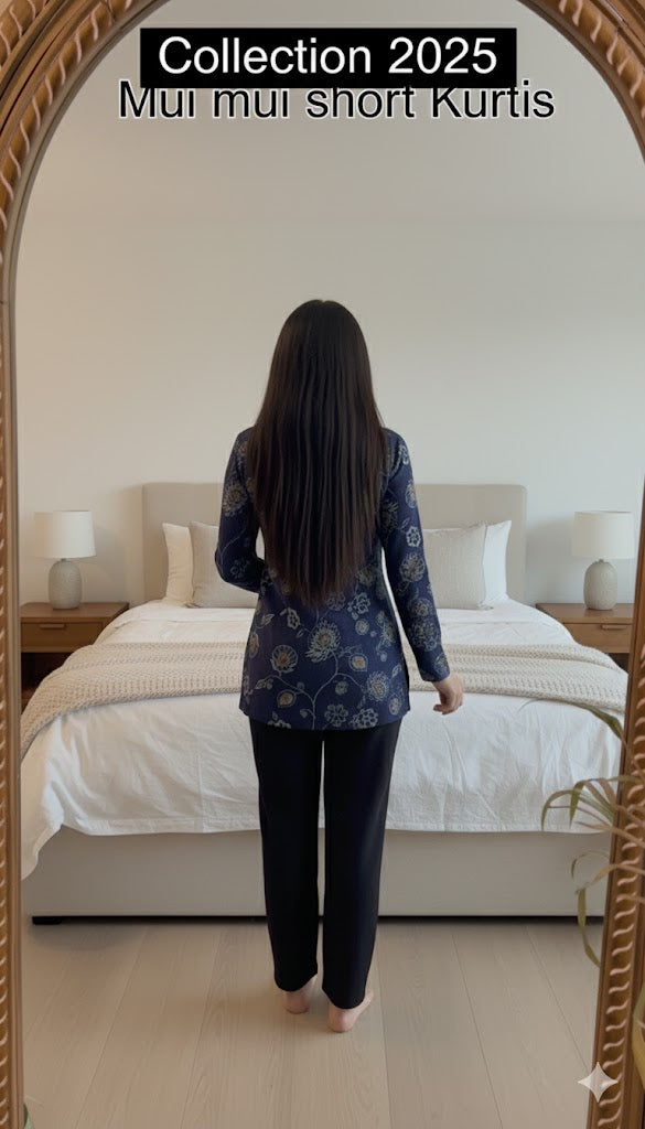 Mul mul short Blue Kurtis summer friendly Kurtis