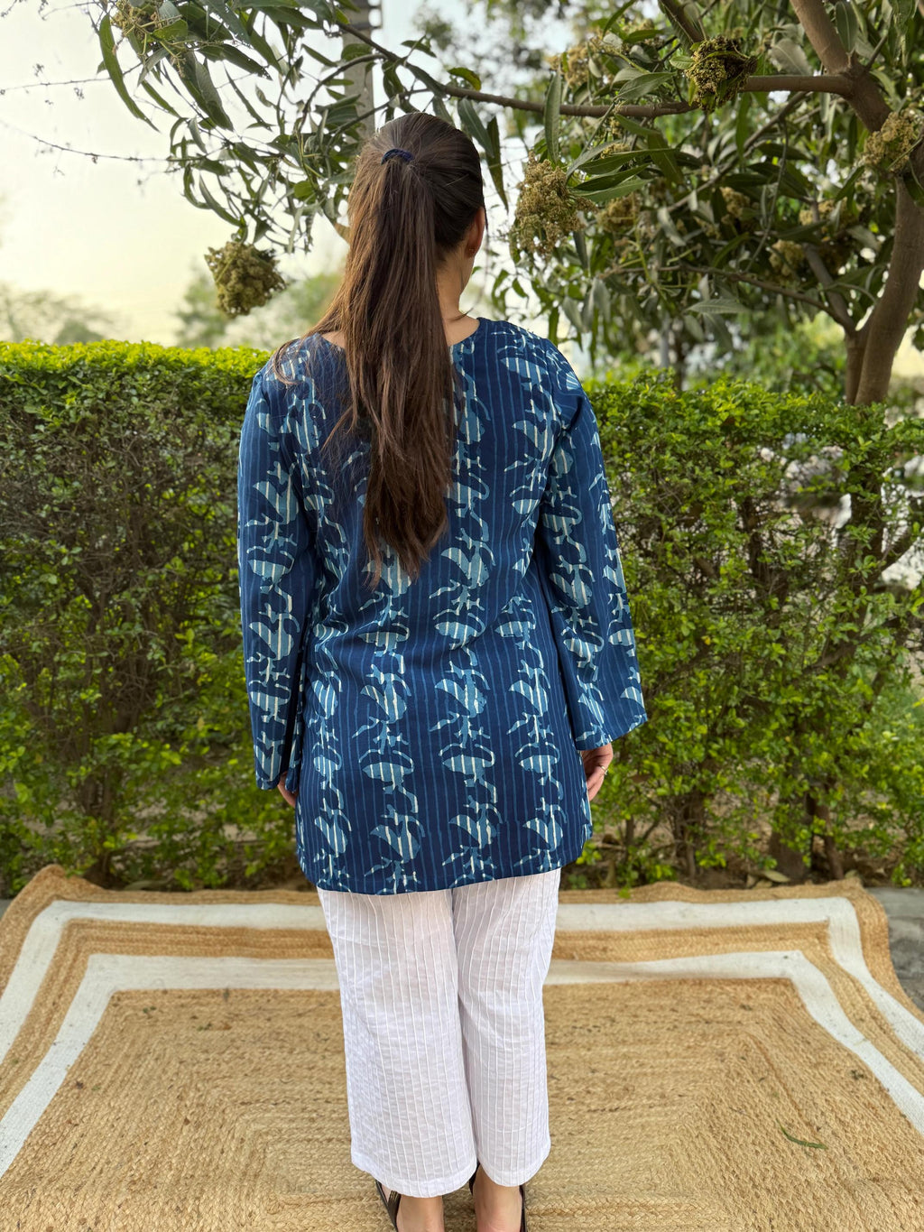 Indigo Cotton Blend Western Short Kurti